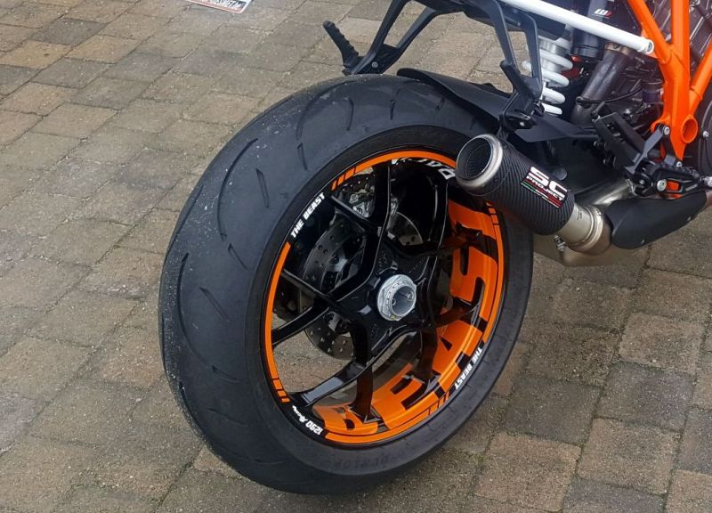 Felgenaufkleber Felgenrandaufkleber Wheel sticker KTM Superduke 1290 BEAST Orange White